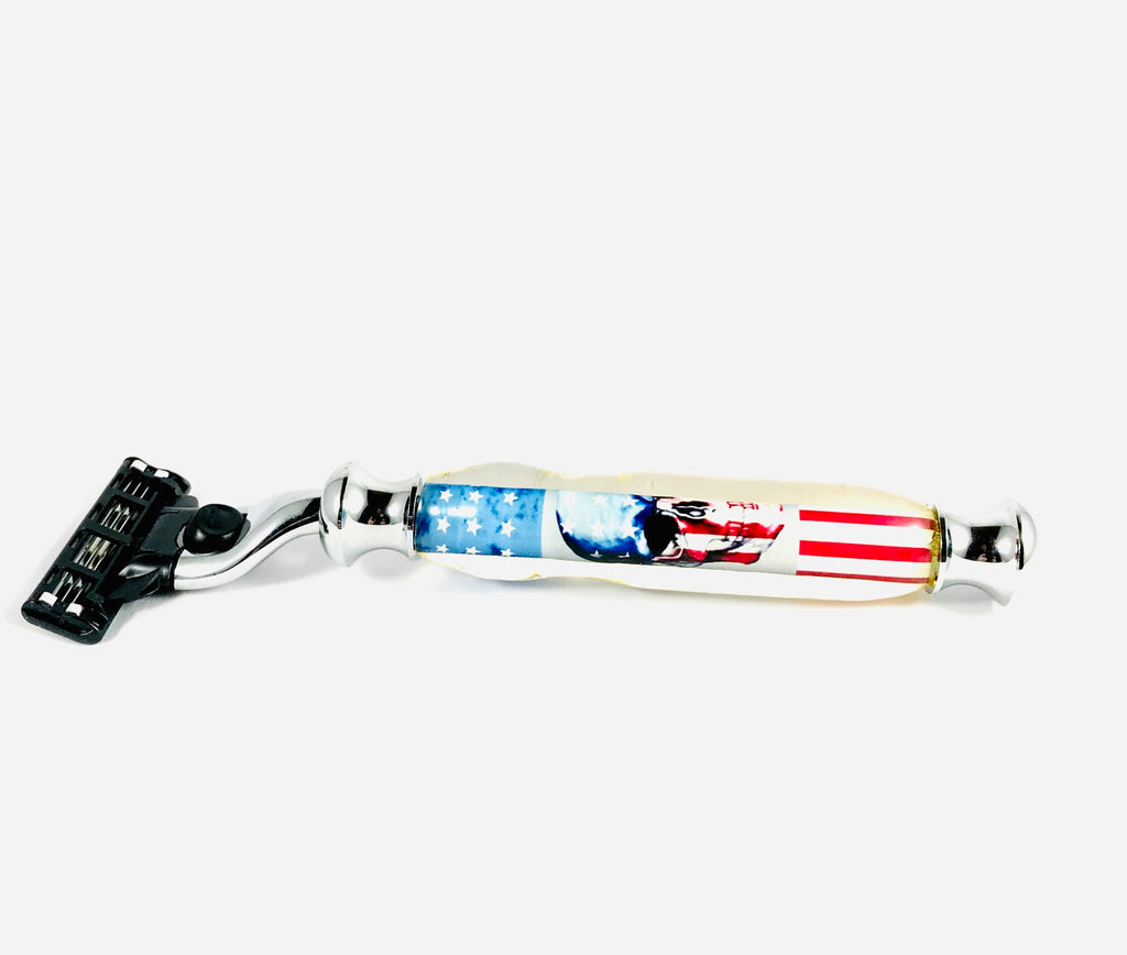 Patriotic Red White & Blue Skull Razor - Valkryie